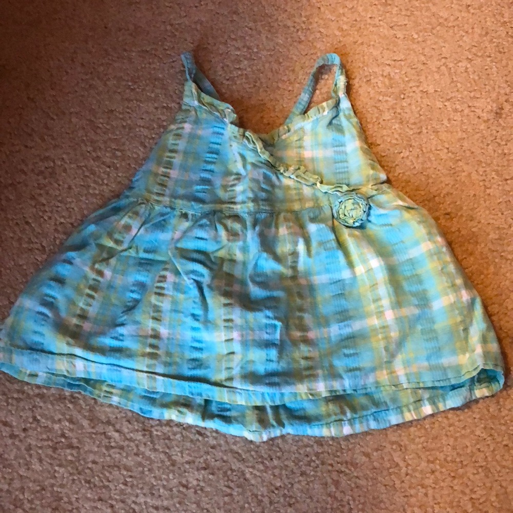 Girls blue and green plaid summer top